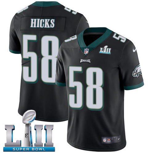 Nike Eagles #58 Jordan Hicks Black Alternate Super Bowl LII Youth Stitched NFL Vapor Untouchable Limited Jersey - Click Image to Close